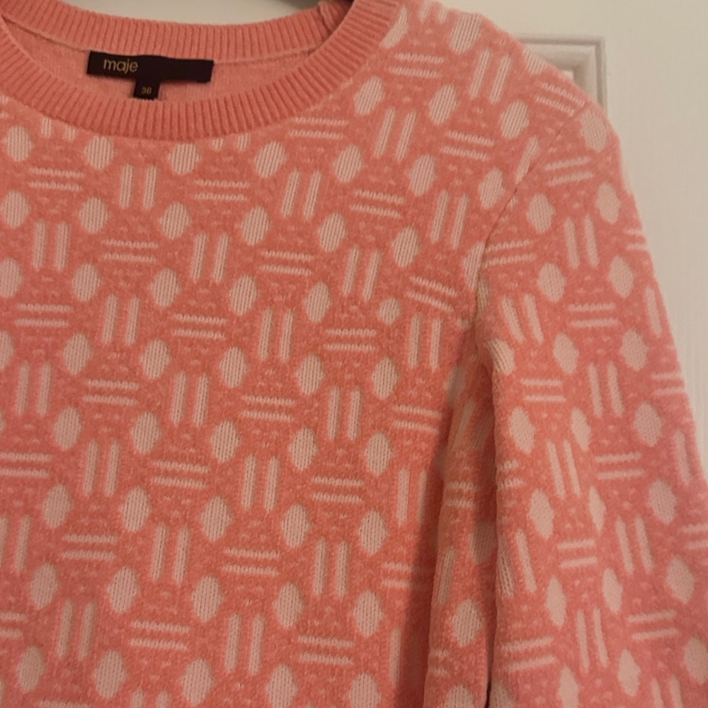 Maje Pink and White Geometric Sweater dress - Picture 12 of 16